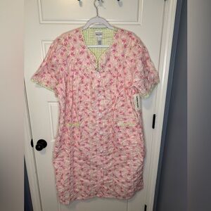 Vtg Bobbie Brooks Pink and Green Floral Nightgown, Size XL